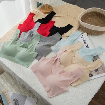 Αδιάραχη αθλητική σουτιέν για ύπνο και γιόγκα, ύφασμα Ice Silk, ενιαίο σχέδιο σύσφιξης, πλήρες cup με molding, σταθερά διπλά λουριά, διαπνέουσα