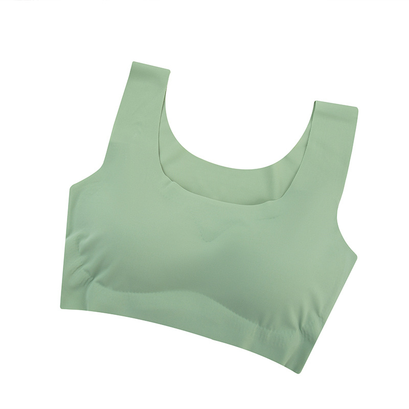 Αδιάραχη αθλητική σουτιέν για ύπνο και γιόγκα, ύφασμα Ice Silk, ενιαίο σχέδιο σύσφιξης, πλήρες cup με molding, σταθερά διπλά λουριά, διαπνέουσα