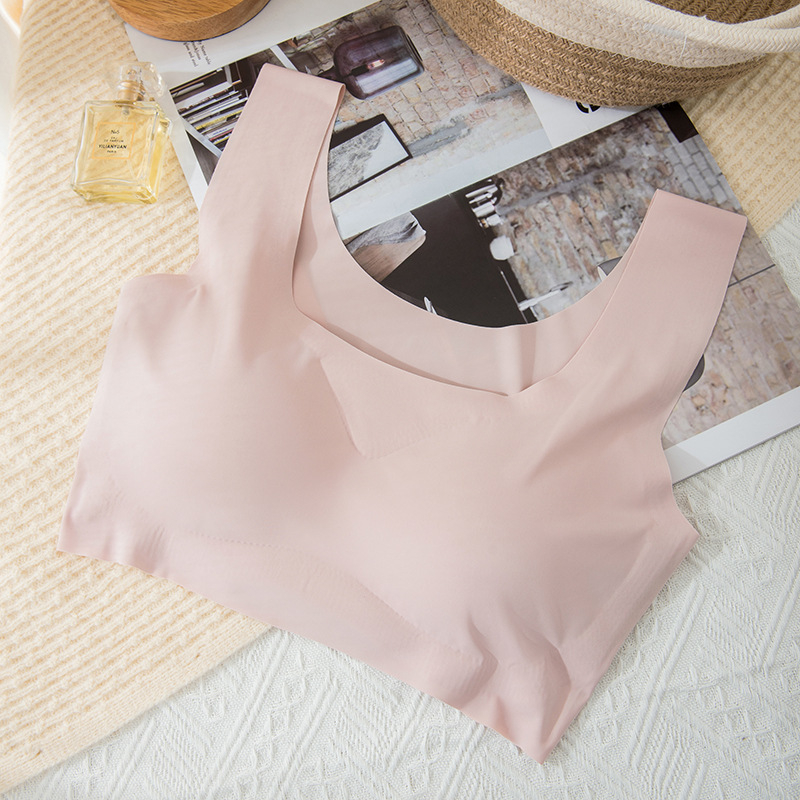 Αδιάραχη αθλητική σουτιέν για ύπνο και γιόγκα, ύφασμα Ice Silk, ενιαίο σχέδιο σύσφιξης, πλήρες cup με molding, σταθερά διπλά λουριά, διαπνέουσα