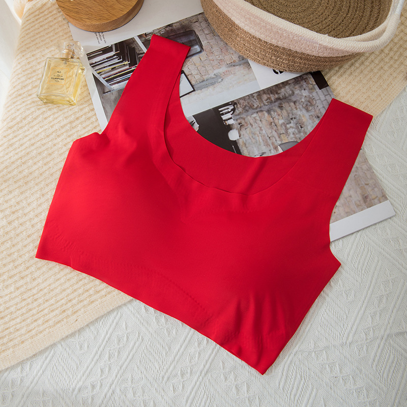 Αδιάραχη αθλητική σουτιέν για ύπνο και γιόγκα, ύφασμα Ice Silk, ενιαίο σχέδιο σύσφιξης, πλήρες cup με molding, σταθερά διπλά λουριά, διαπνέουσα