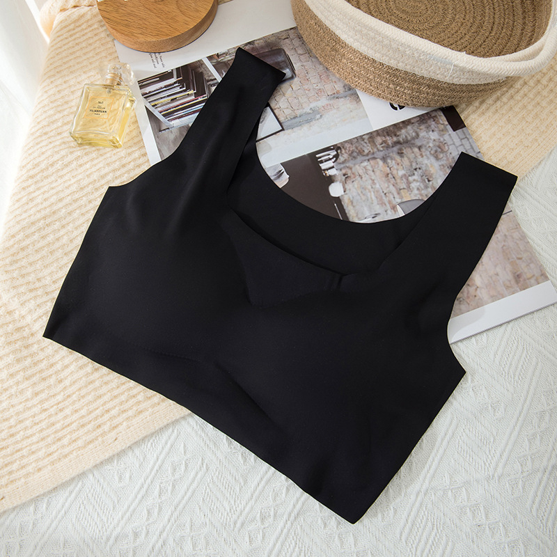 Αδιάραχη αθλητική σουτιέν για ύπνο και γιόγκα, ύφασμα Ice Silk, ενιαίο σχέδιο σύσφιξης, πλήρες cup με molding, σταθερά διπλά λουριά, διαπνέουσα