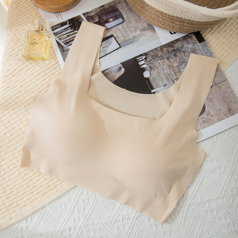 Αδιάραχη αθλητική σουτιέν για ύπνο και γιόγκα, ύφασμα Ice Silk, ενιαίο σχέδιο σύσφιξης, πλήρες cup με molding, σταθερά διπλά λουριά, διαπνέουσα