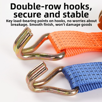 Bandă de prindere din poliester cu cârlige duble, manuală, greu; sarcină utilă 5000 kg; rezistență la rupere 3000 kg; pentru transport și fixare încărcături