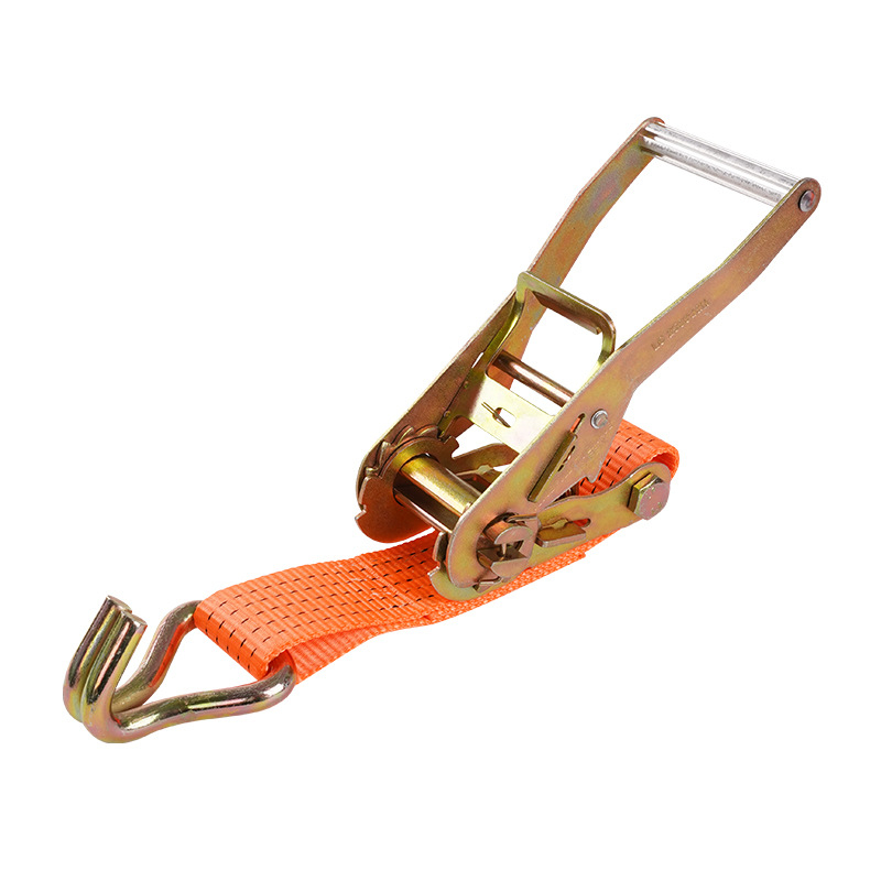 Bandă de prindere din poliester cu cârlige duble, manuală, greu; sarcină utilă 5000 kg; rezistență la rupere 3000 kg; pentru transport și fixare încărcături