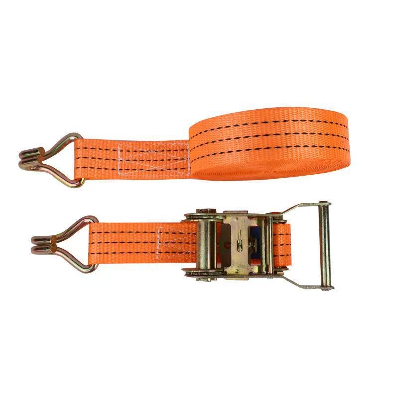 Bandă de prindere din poliester cu cârlige duble, manuală, greu; sarcină utilă 5000 kg; rezistență la rupere 3000 kg; pentru transport și fixare încărcături