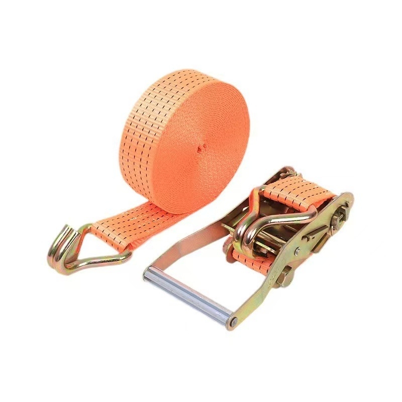 Bandă de prindere din poliester cu cârlige duble, manuală, greu; sarcină utilă 5000 kg; rezistență la rupere 3000 kg; pentru transport și fixare încărcături