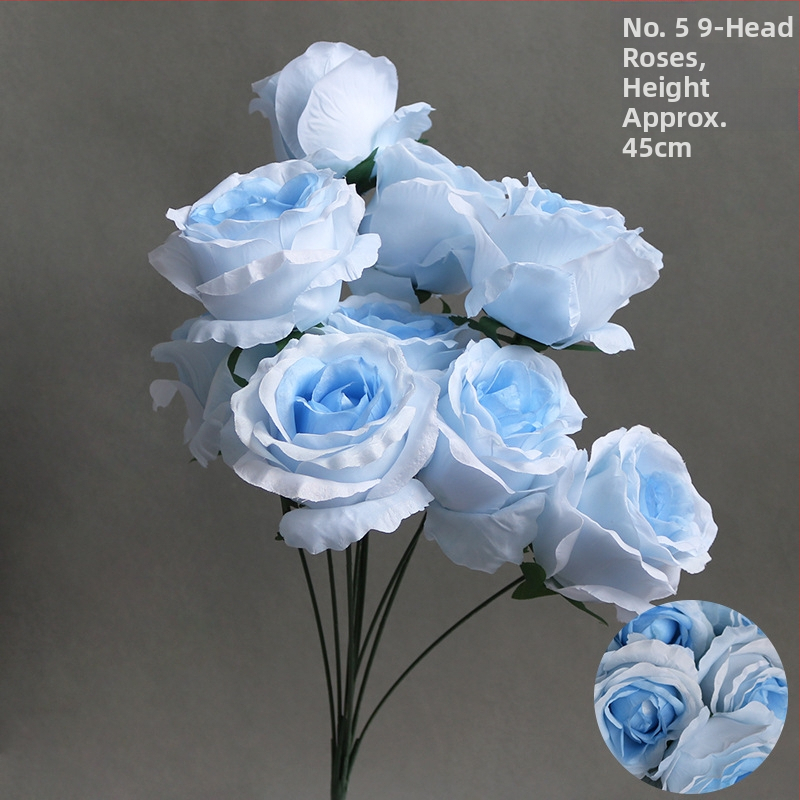 9 szál mű rózsa otthoni asztali dekorációhoz, textil anyag, virágkompozíció rekvizita