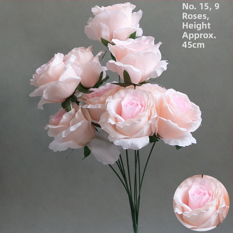 9 szál mű rózsa otthoni asztali dekorációhoz, textil anyag, virágkompozíció rekvizita