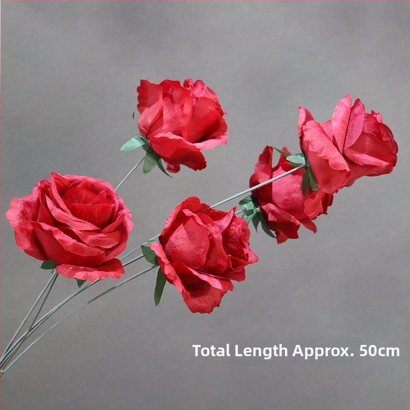 9 szál mű rózsa otthoni asztali dekorációhoz, textil anyag, virágkompozíció rekvizita