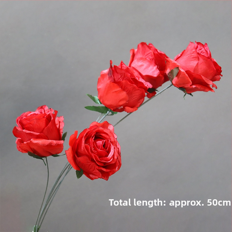 9 szál mű rózsa otthoni asztali dekorációhoz, textil anyag, virágkompozíció rekvizita