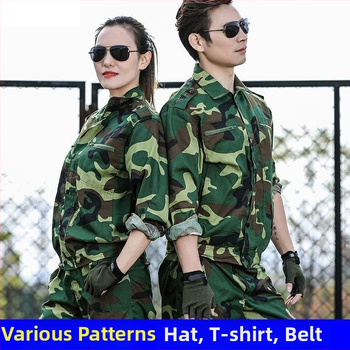 Σετ ενδυμάτων καμουφλάζ για εργασία – unisex, αναπνεύσιμο μείγμα συνθετικών ινών, καμουφλάζ, κατάλληλο για άνοιξη, καλοκαίρι και φθινόπωρο