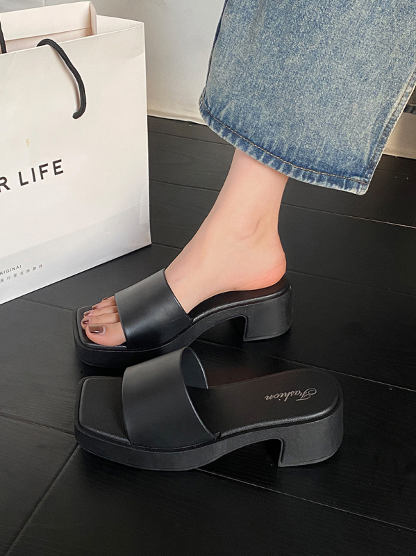 Sandale wedge cu talpă groasă, partea superioară PVC, anti-derapante, vară 2025