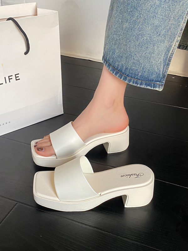 Sandale wedge cu talpă groasă, partea superioară PVC, anti-derapante, vară 2025