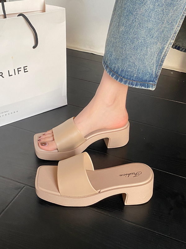 Sandale wedge cu talpă groasă, partea superioară PVC, anti-derapante, vară 2025