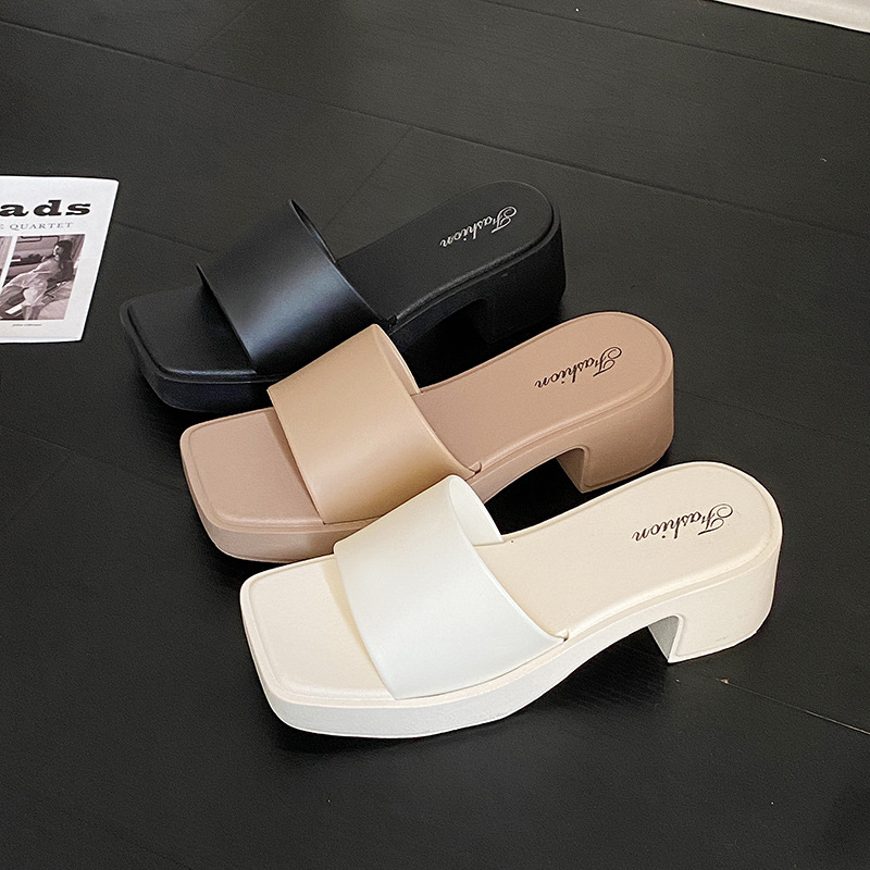 Sandale wedge cu talpă groasă, partea superioară PVC, anti-derapante, vară 2025