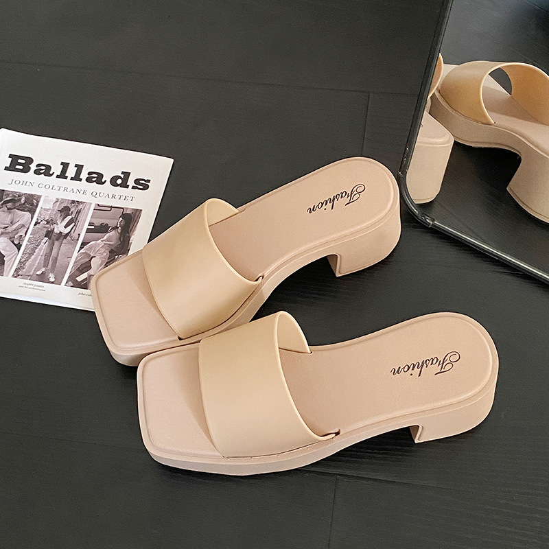 Sandale wedge cu talpă groasă, partea superioară PVC, anti-derapante, vară 2025