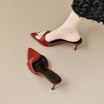 Magas sarkú szandálok, hegyes orral, PU felsőrész, PU belső, gumi talp, Tavasz 2025
