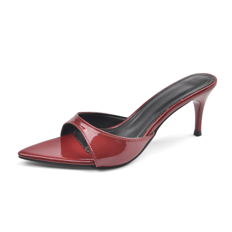 Magas sarkú szandálok, hegyes orral, PU felsőrész, PU belső, gumi talp, Tavasz 2025