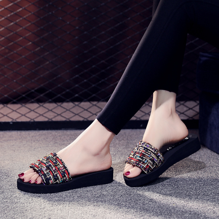 Sandale cu platformă și bretea simplă, partea superioară din plasă, talpă EVA, căptușeală din material textil – încălțăminte ușoară de plajă