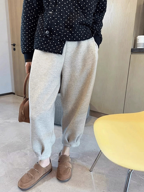 Trudničke hlače s podrškom za trbuh, cropped jogger, fleece podstava, pamuk-poliester, jesen 2024
