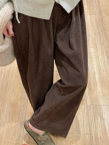 Corduroy hlače za trudnice, udoban slobodan kroj, podrška trbuhu, duljina Nine-point, elastičnost Micro-bounce