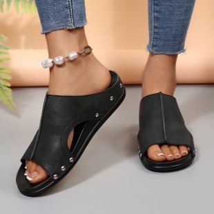 Ženske sandale s jednim remenom, klinasti potplat, zaobljena prstna, slip-on – Ljeto 2025