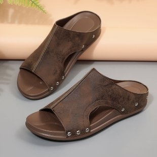 Ženske sandale s jednim remenom, klinasti potplat, zaobljena prstna, slip-on – Ljeto 2025