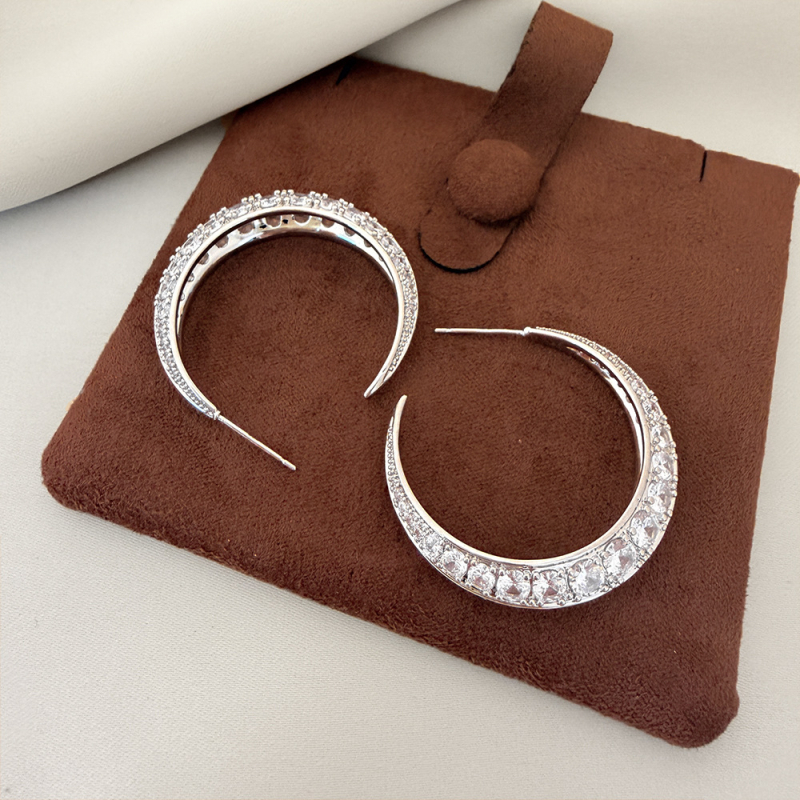 Cercei C în formă de U, zirconiu placat cu aur, din cupru, placare electroplatină, știfturi din argint 925, Brand Cherish