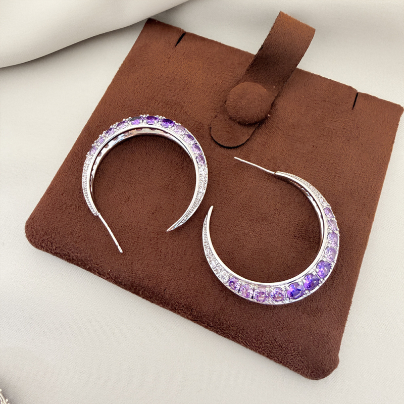 Cercei C în formă de U, zirconiu placat cu aur, din cupru, placare electroplatină, știfturi din argint 925, Brand Cherish