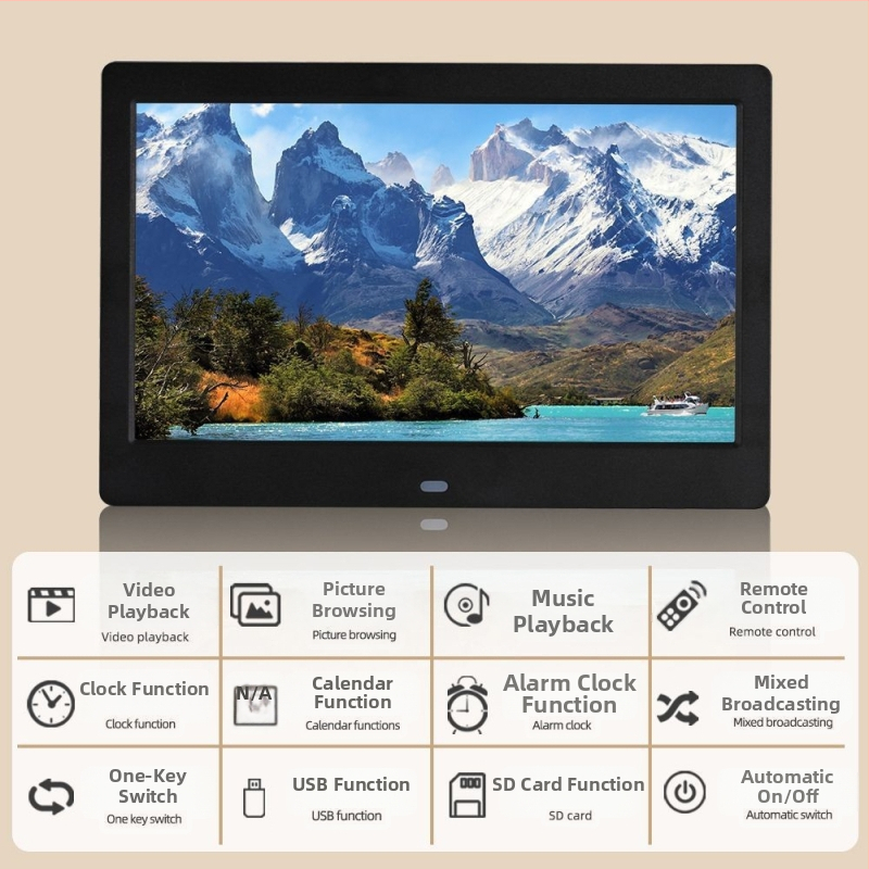 Digitálny rám na reklamu – 1024×600, HD LED LCD, prehráva hudbu a videá, SD/USB/TF, 16:9