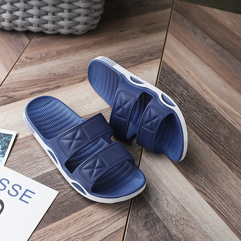 Мъжки чехли PVC – антихлъзгаща се дебела подметка за вътрешна употреба и баня (PVC горна част; PVC подметка; антихлъзгаща се дебела подметка)