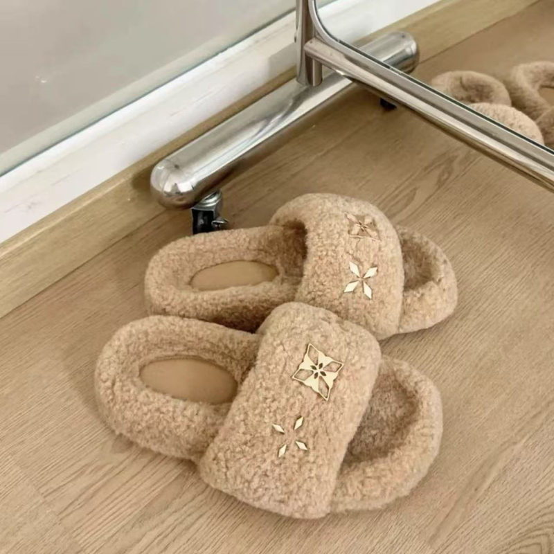Plišane papuče s plišastim gornjim dijelom, kvadratni nos, debeli PU potplat, unutarnji materijal: super vlakno, korejski stil