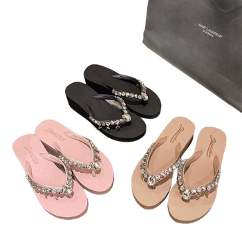 Ženske sandale s rhinestones privjeskom, EVA gornji dio, TPR potplat, debljina potplata 4,8 cm, klin 3–5 cm