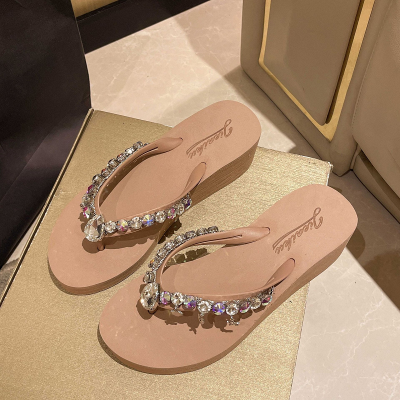 Ženske sandale s rhinestones privjeskom, EVA gornji dio, TPR potplat, debljina potplata 4,8 cm, klin 3–5 cm