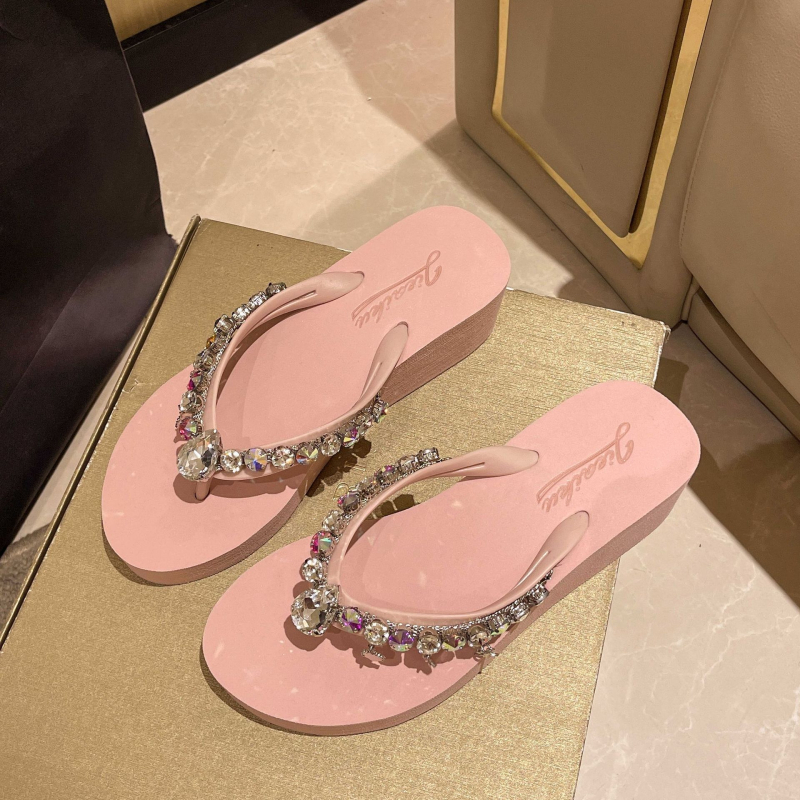 Ženske sandale s rhinestones privjeskom, EVA gornji dio, TPR potplat, debljina potplata 4,8 cm, klin 3–5 cm