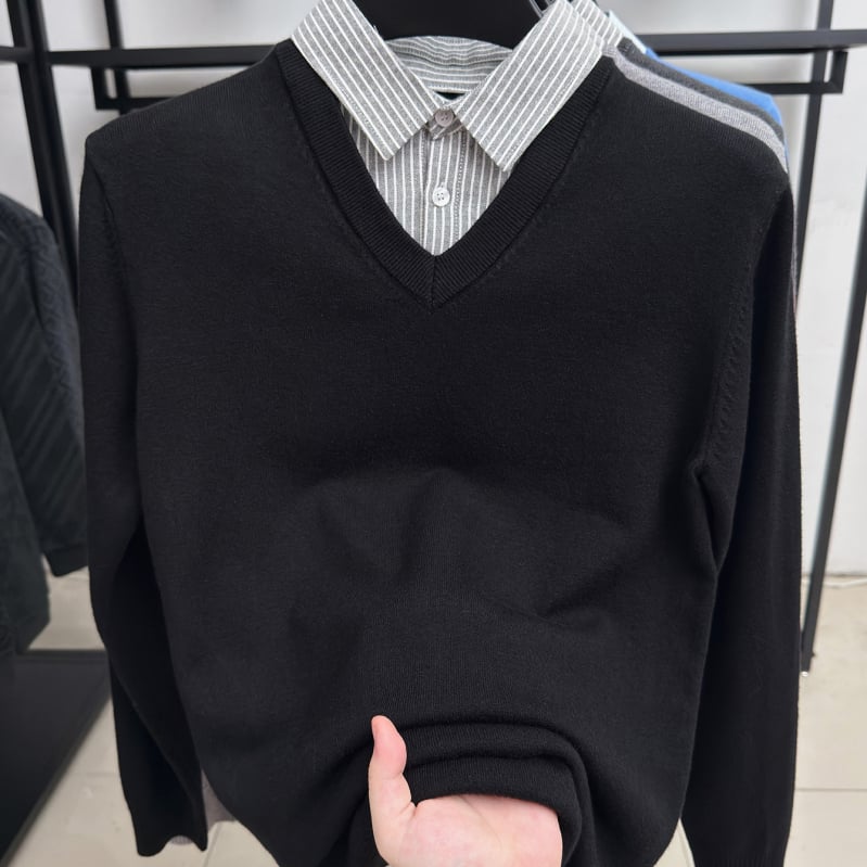 Muški vuneni pulover, slobodan kroj, dugi rukav, 30–35% vuna, poliesterska vlakna