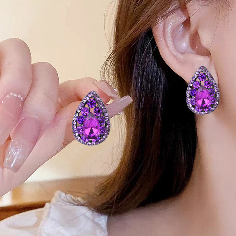 Nőknek szóló teardrop fülbevalók, kézzel készített vasból, réz füllyuk-tűkkel, U-alakú geometriai dizájn, könnyed luxus stílus