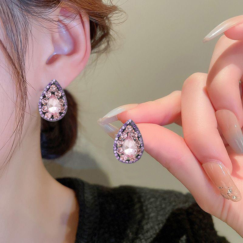 Nőknek szóló teardrop fülbevalók, kézzel készített vasból, réz füllyuk-tűkkel, U-alakú geometriai dizájn, könnyed luxus stílus