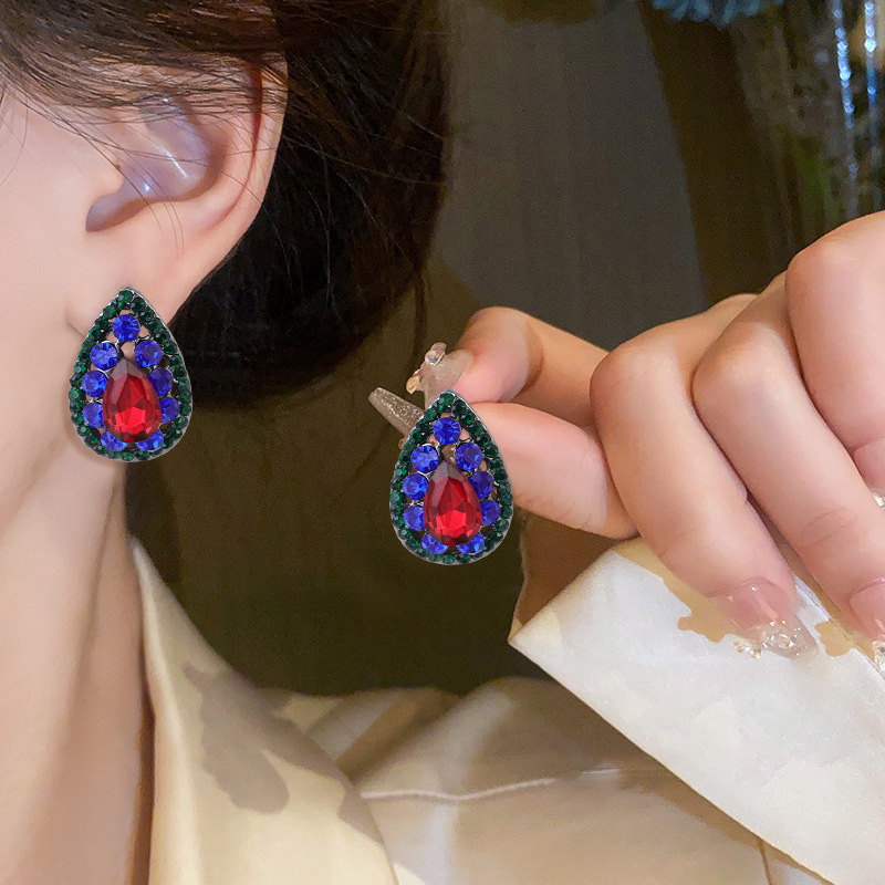 Nőknek szóló teardrop fülbevalók, kézzel készített vasból, réz füllyuk-tűkkel, U-alakú geometriai dizájn, könnyed luxus stílus