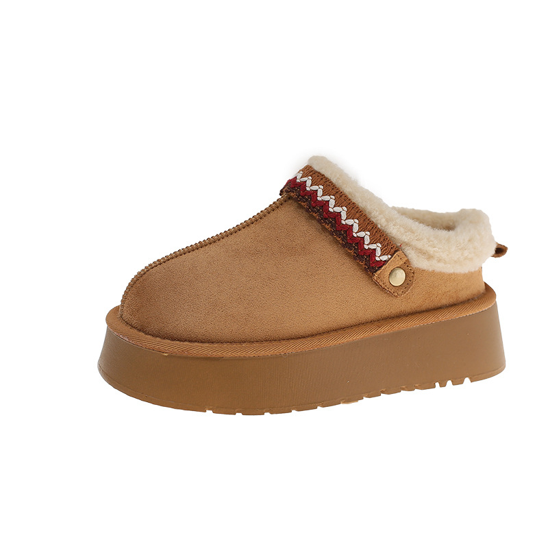 Női plüss papucs vastag talppal, velúr felső, belső bársony bélés, gumi talp, kerek orr, koreai stílus