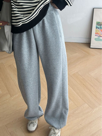 Huiyunmei kismama nadrág kötő- és rugalmas derékkal, egyenes szabású, vastag fleece belsővel, téli meleg, laza, kényelmes (50-70% pamut, 30-50% poliészter)