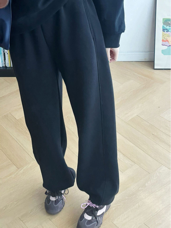 Huiyunmei kismama nadrág kötő- és rugalmas derékkal, egyenes szabású, vastag fleece belsővel, téli meleg, laza, kényelmes (50-70% pamut, 30-50% poliészter)