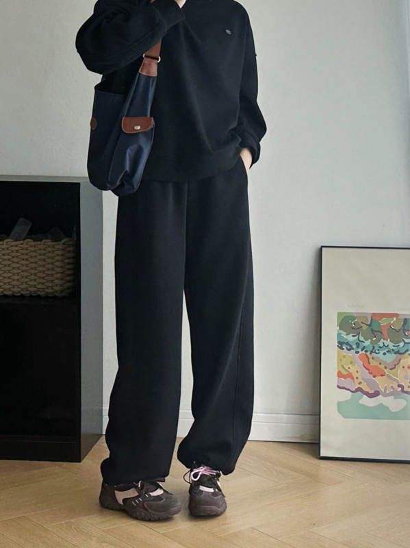 Huiyunmei kismama nadrág kötő- és rugalmas derékkal, egyenes szabású, vastag fleece belsővel, téli meleg, laza, kényelmes (50-70% pamut, 30-50% poliészter)