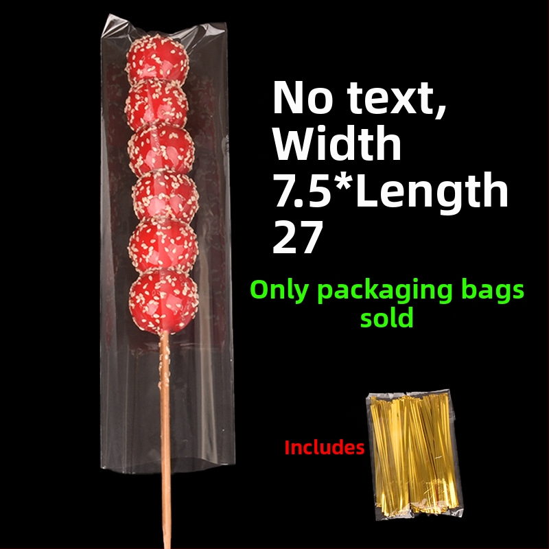 Pungi transparente pentru ambalarea bețișoarelor cu fructe caramelizate — ambalare manuală, personalizare disponibilă, brand Paper love, licență de producție Zhejiangxk16-204-00047