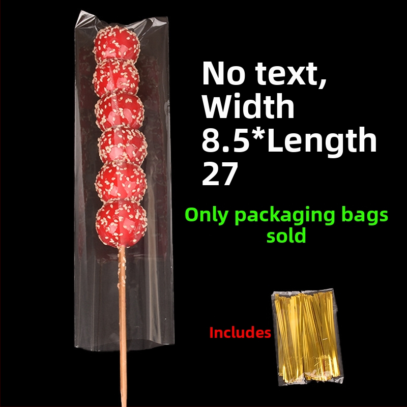 Pungi transparente pentru ambalarea bețișoarelor cu fructe caramelizate — ambalare manuală, personalizare disponibilă, brand Paper love, licență de producție Zhejiangxk16-204-00047