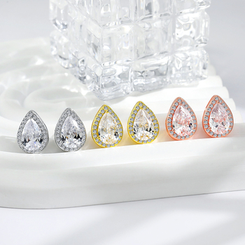 Rézből készült csepp alakú fülbevalók elektroplattal, egyszerű stílus, párok számára