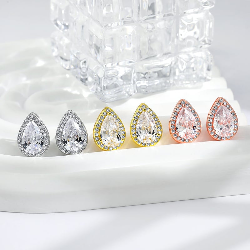 Rézből készült csepp alakú fülbevalók elektroplattal, egyszerű stílus, párok számára