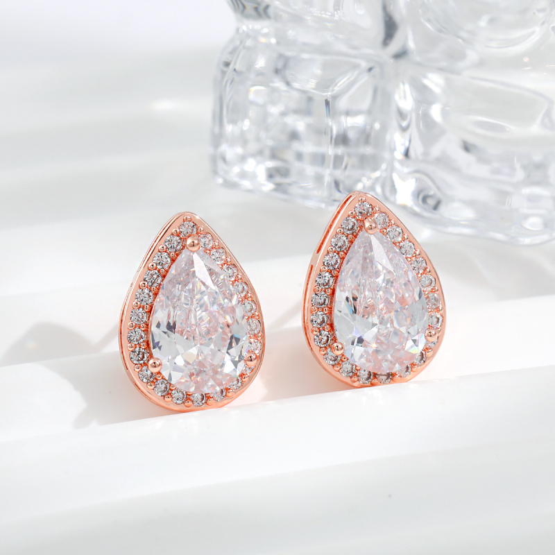 Rézből készült csepp alakú fülbevalók elektroplattal, egyszerű stílus, párok számára