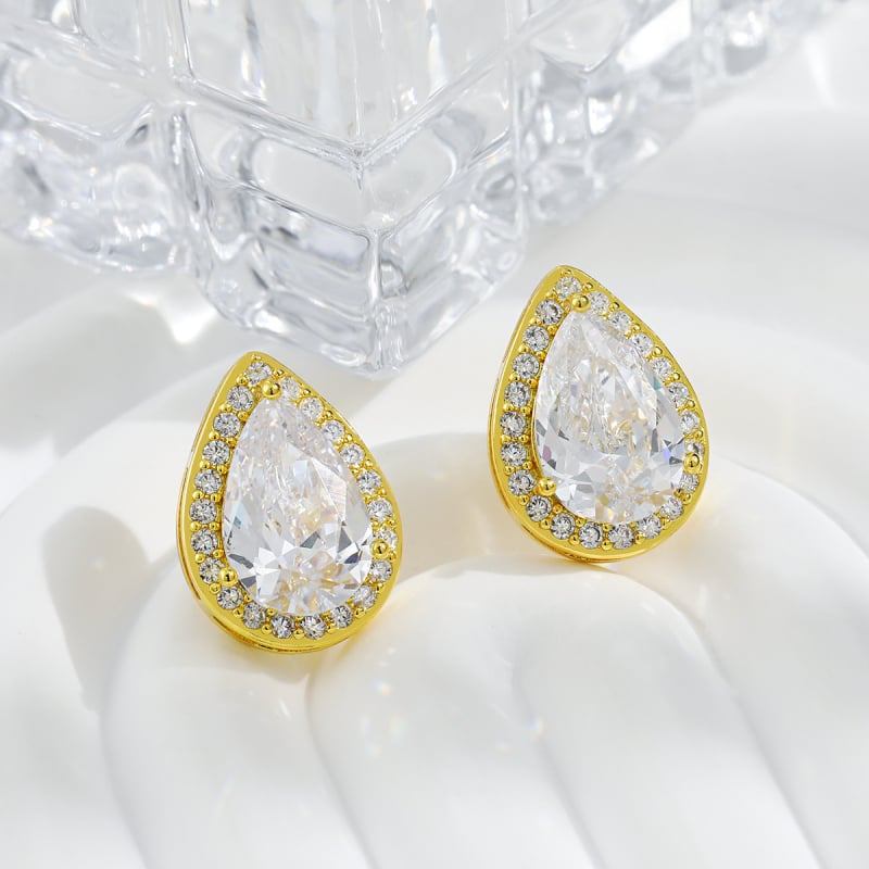 Rézből készült csepp alakú fülbevalók elektroplattal, egyszerű stílus, párok számára