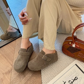 Ženske slip-on cipele s okruglim prstom, ležerni stil — gornji materijal: Super fiber; unutarnji materijal: Super fiber; potplat: Rubber